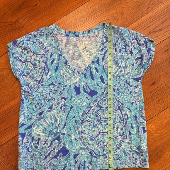 Lilly Pulitzer Daley Tee in capri teal pop toruga time size small - Picture 6 of 6